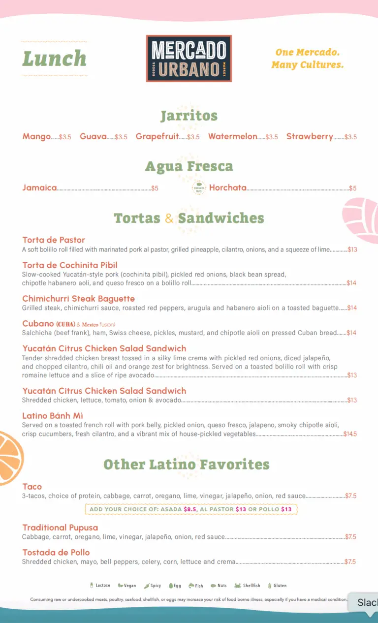 Lunch menu